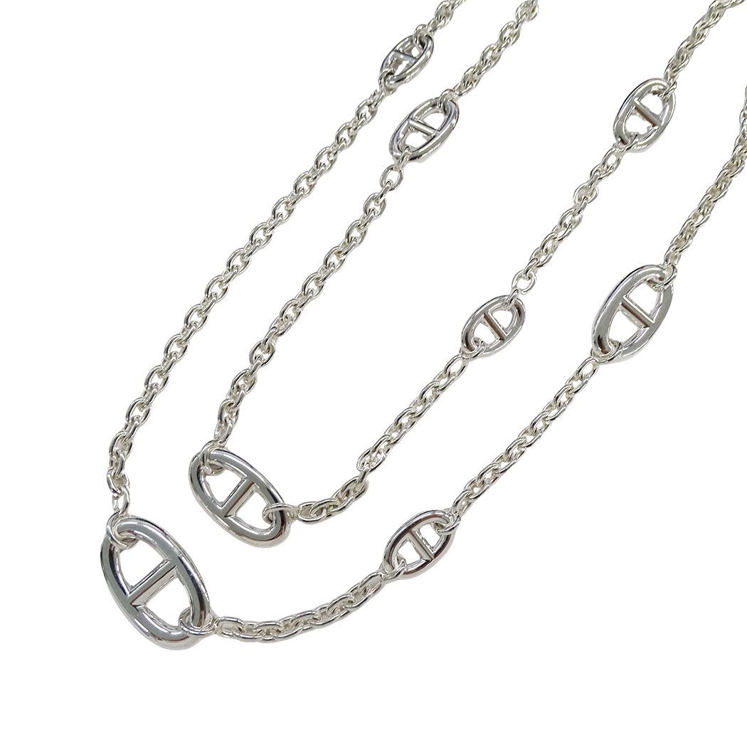 Hermes Necklace Chaine D'ancre Farandole 80 Silver Long Polished