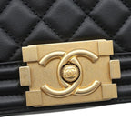 Chanel Shoulder Bag Boy 20 Lambskin Black Matt Togo Chain — view 8