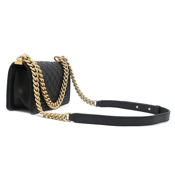 Chanel Shoulder Bag Boy 20 Lambskin Black Matt Togo Chain — view 2