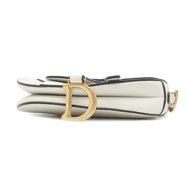 Dior Shoulder Bag Small Grain Calf Leather White Gold — view 3