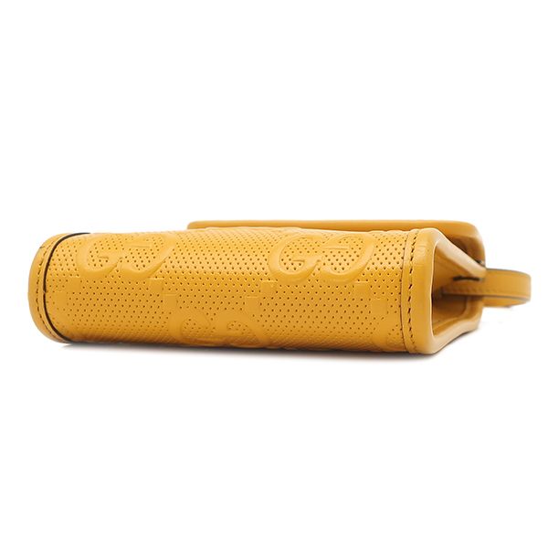 Gucci Shoulder Bag GG Embossed Mini Bag Leather Yellow Silver — view 3