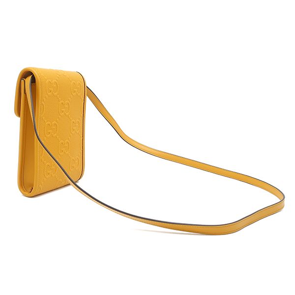 Gucci Shoulder Bag GG Embossed Mini Bag Leather Yellow Silver — view 2