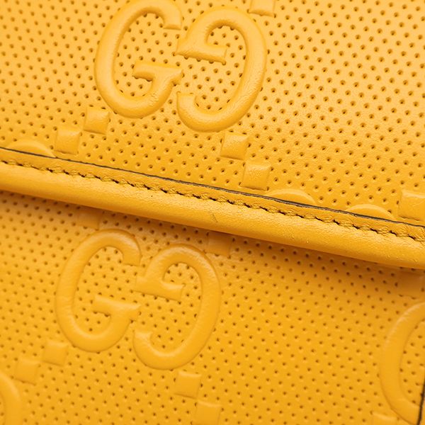 Gucci Shoulder Bag GG Embossed Mini Bag Leather Yellow Silver — view 6