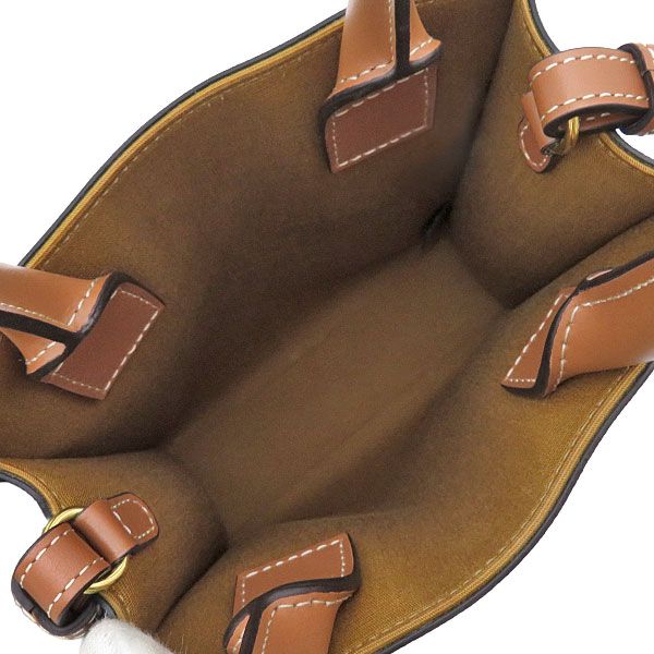 Celine 2-Way Bag Mini Vertical Cover Leather Triomphe Canvas Tan Gold Brown — view 6