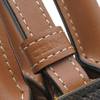 Celine 2-Way Bag Mini Vertical Cover Leather Triomphe Canvas Tan Gold Brown — view 7