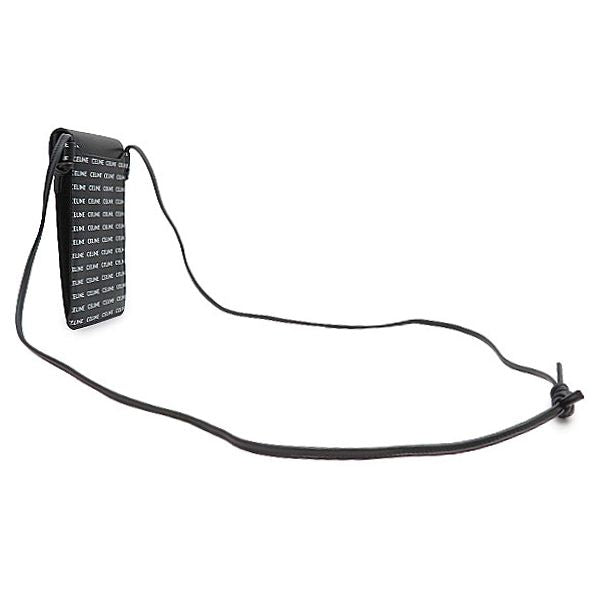 Celine Shoulder Bag Phone Pouch Leather Black White Logo All Over Pattern Mobile — view 2