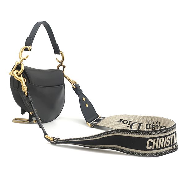 Dior 2-Way Saddle Bag Mini Leather Black Gold — view 2