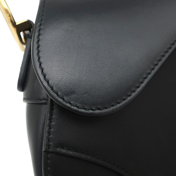 Dior 2-Way Saddle Bag Mini Leather Black Gold — view 8