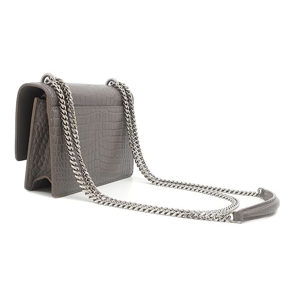 Saint Laurent Chain Wallet Sunset Leather Gray Silver Croco Shoulder — view 2