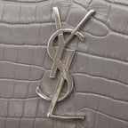 Saint Laurent Chain Wallet Sunset Leather Gray Silver Croco Shoulder — view 7