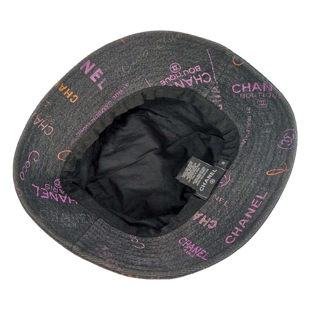 Chanel Logo Denim Bucket Hat Gray — view 4