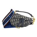 Dior Saddle Bag 2-Way Oblique Navy Beige