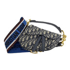 Dior Saddle Bag 2-Way Oblique Navy Beige
