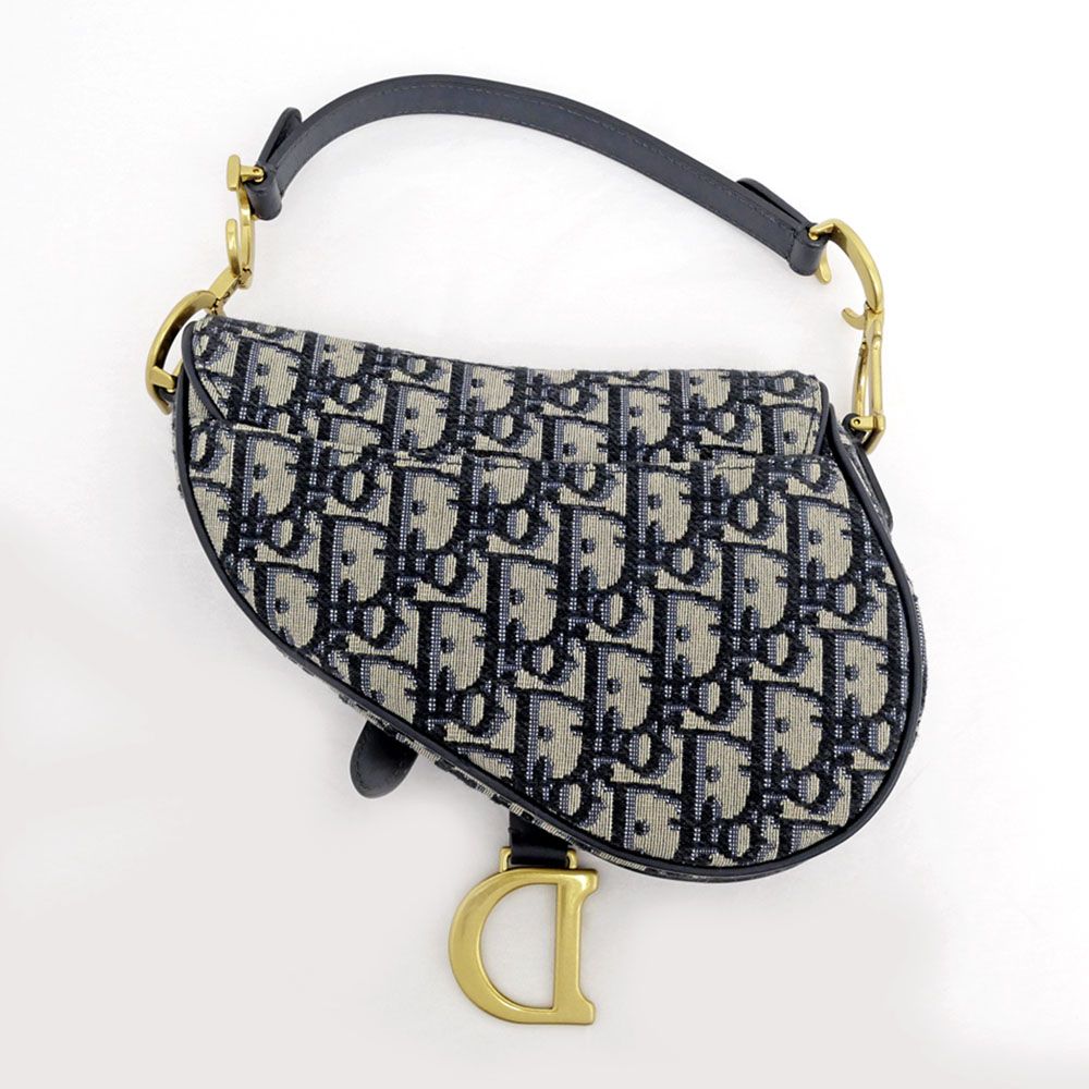 Dior Saddle Bag 2-Way Oblique Navy Beige — view 3