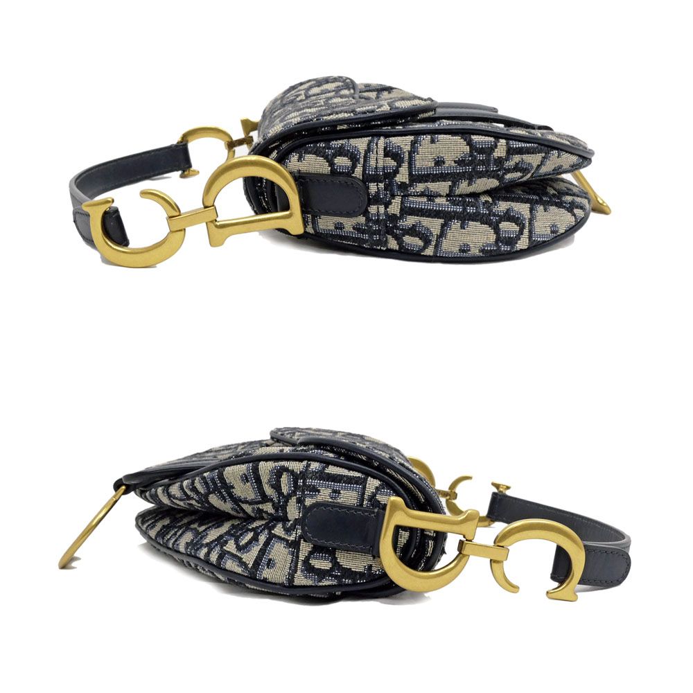 Dior Saddle Bag 2-Way Oblique Navy Beige — view 4