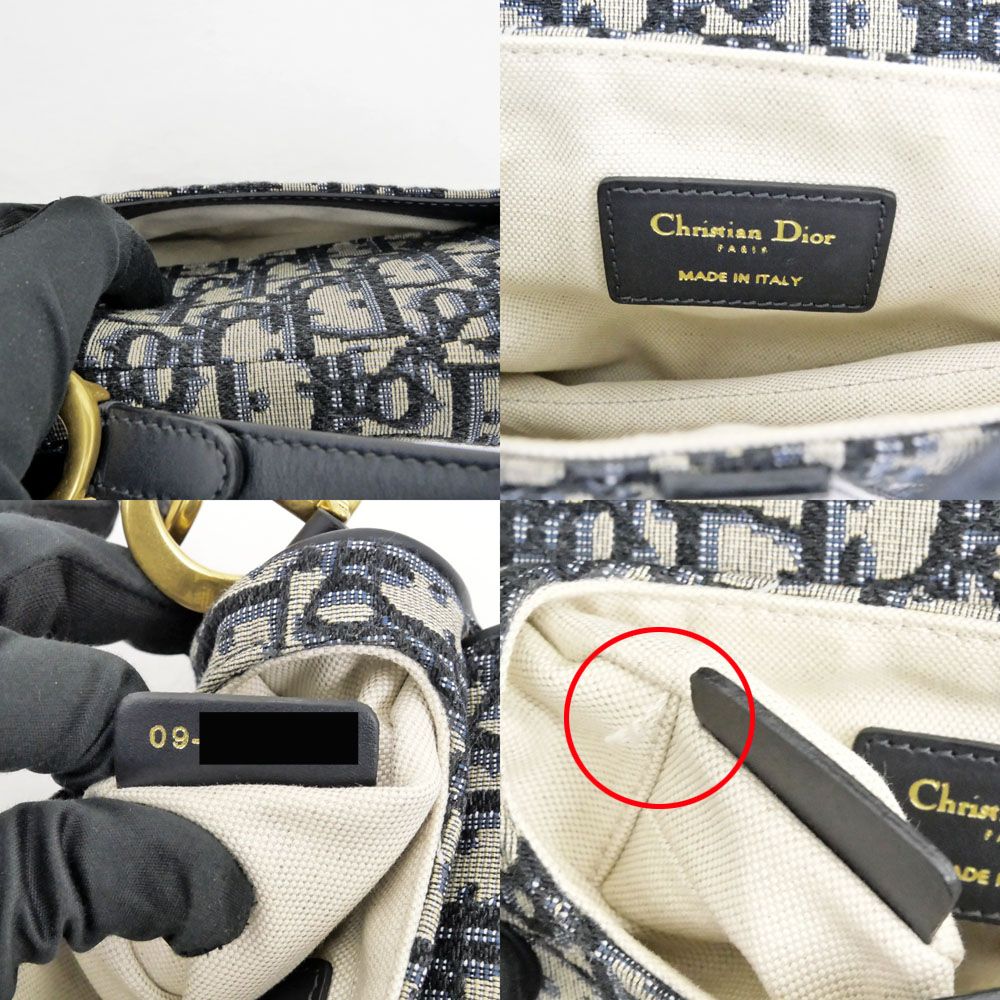 Dior Saddle Bag 2-Way Oblique Navy Beige — view 7