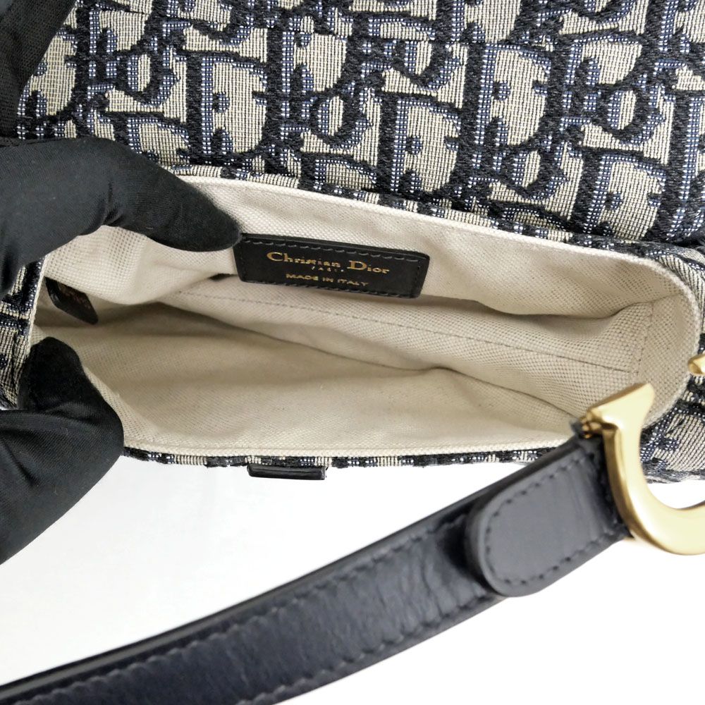 Dior Saddle Bag 2-Way Oblique Navy Beige — view 6