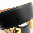 Hermes Collier de Chien Leather Black Belt Gold Medallion — view 6