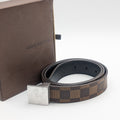 Louis Vuitton Ceinture Carre Damier Belt Logo Silver