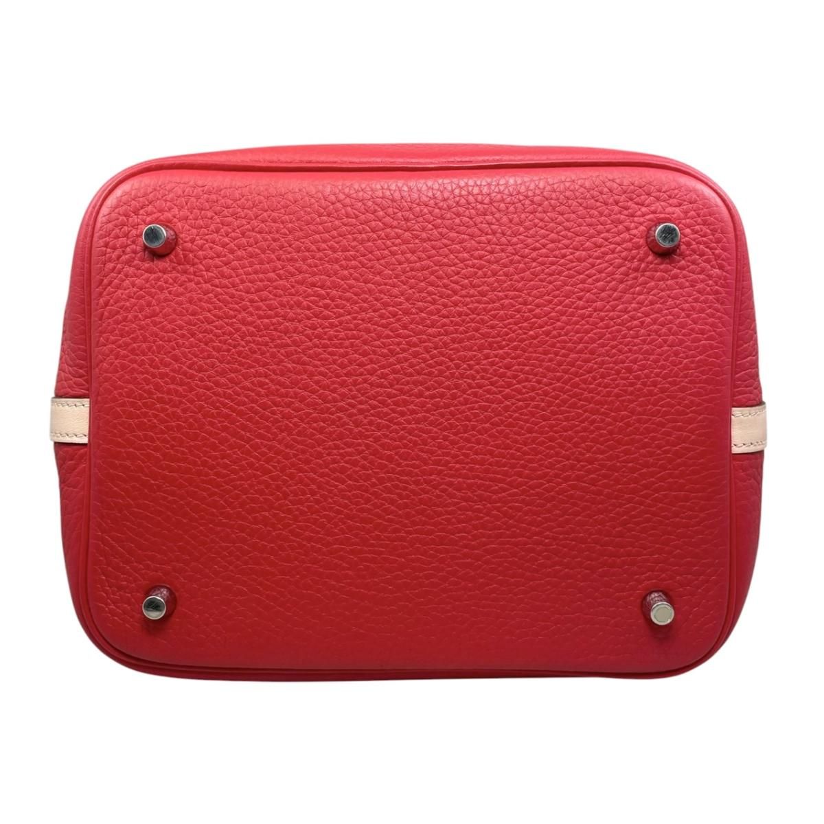 Hermes Handbag Picotin Lock Touch MM Taurillon Clemence Swift Rouge Tomato Rose — view 6