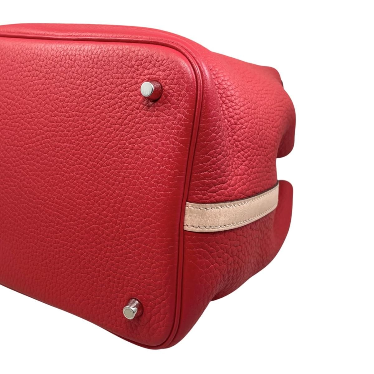 Hermes Handbag Picotin Lock Touch MM Taurillon Clemence Swift Rouge Tomato Rose — view 8