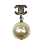 Chanel Earrings Pearl CC Logo Metal Silver White — view 5