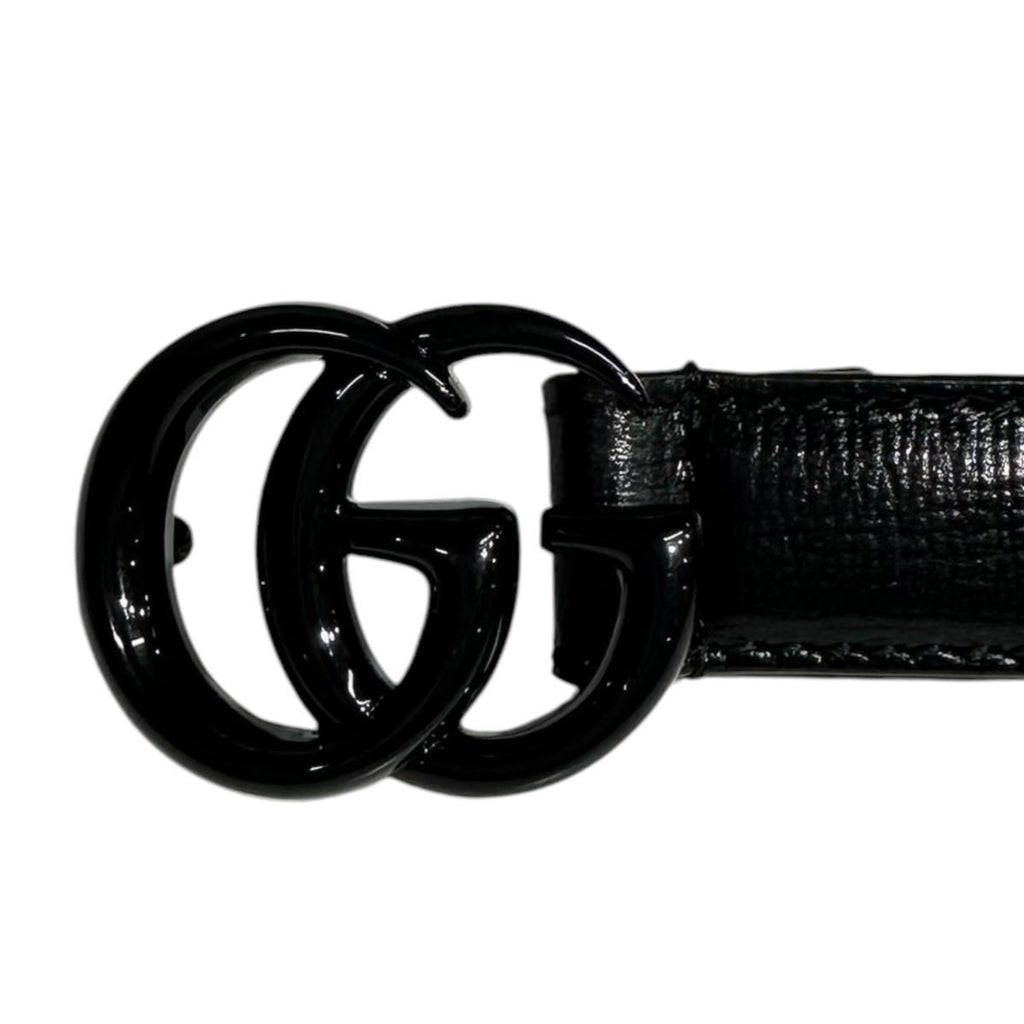 Gucci Belt Double Slim Leather Logo Black — view 3
