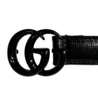 Gucci Belt Double Slim Leather Logo Black — view 3
