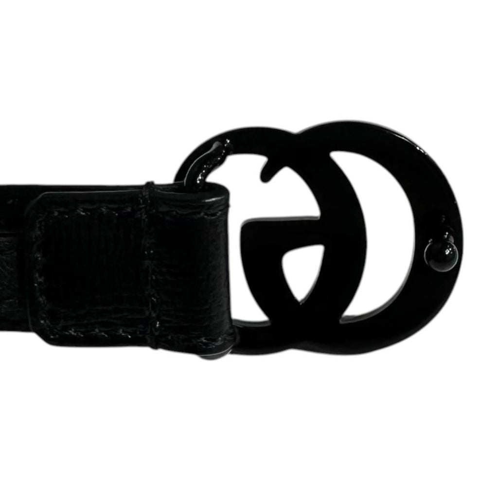 Gucci Belt Double Slim Leather Logo Black — view 4