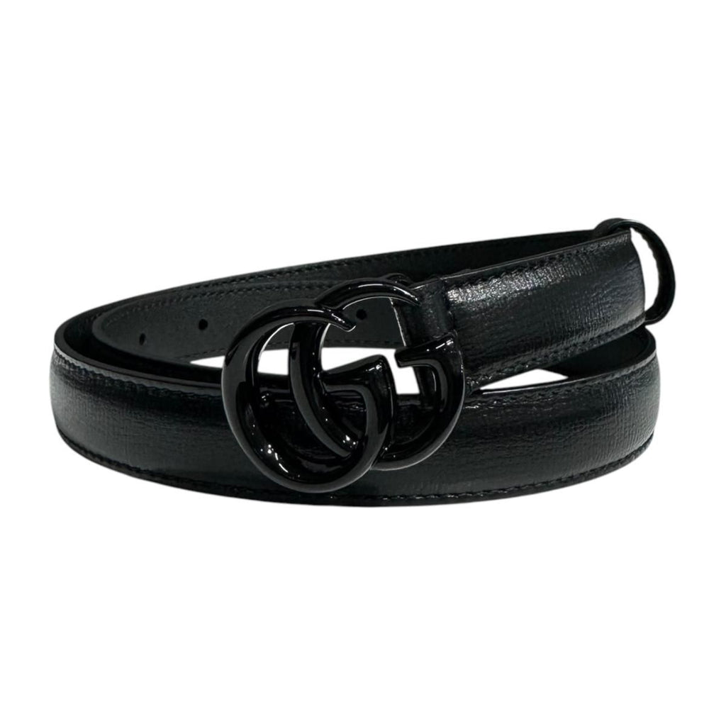 Gucci Belt Double Slim Leather Logo Black