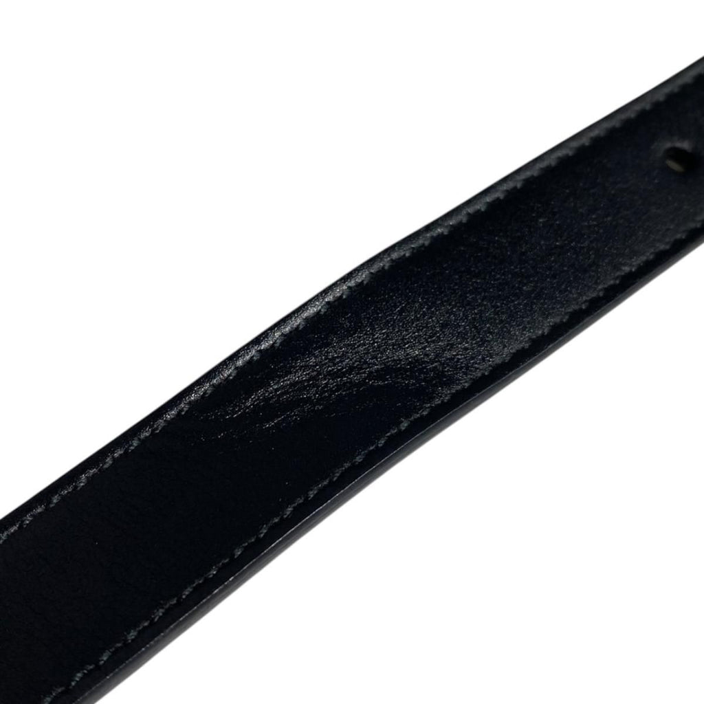 Gucci Belt GG Emblem Slim Leather Logo Black Gold — view 8