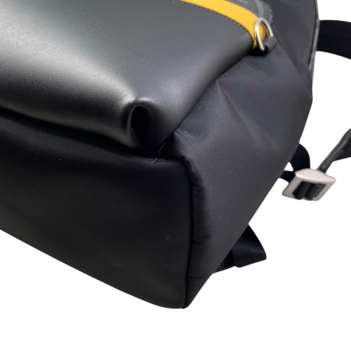 Fendi Backpack Zucca Pattern Leather Nylon FF Logo Black Gray Yellow — view 7