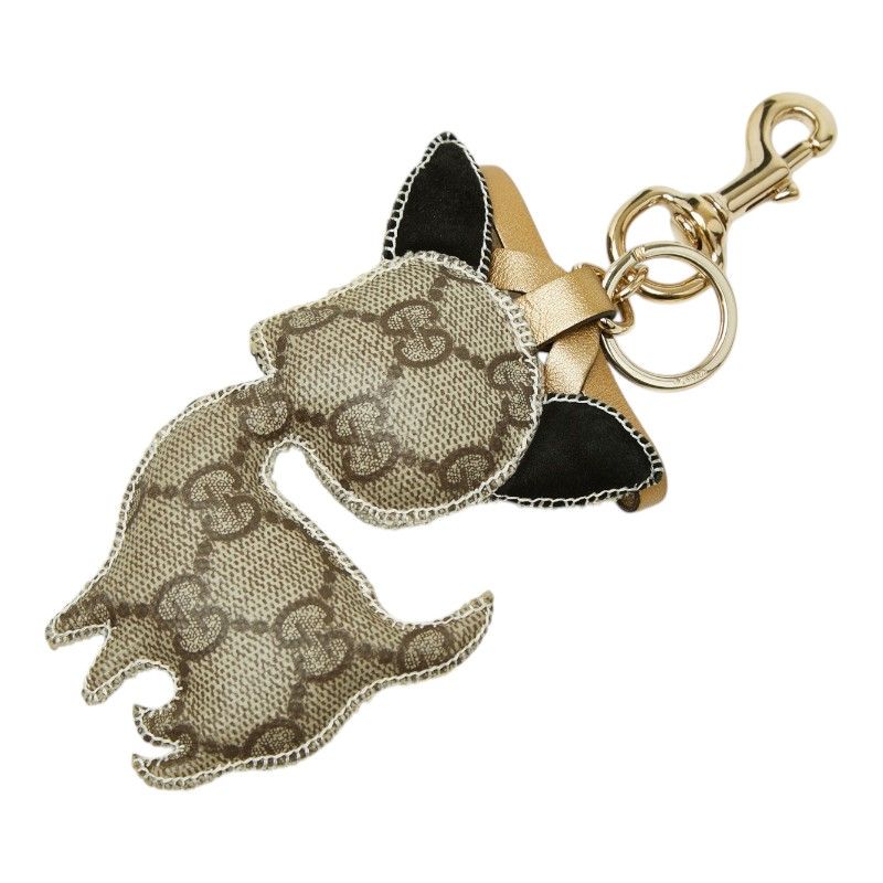 Gucci GG Supreme Oli Chihuahua Key Holder Charm Beige Leather — view 2