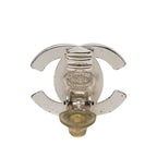 Chanel CC Logo Turnlock Vintage Earrings Silver Metal — view 3