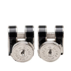 Hermes Mini Pop Stud Earrings Black Silver Metal — view 2