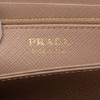Prada Saffiano Zip Around Wallet Ribbon Beige Leather — view 5