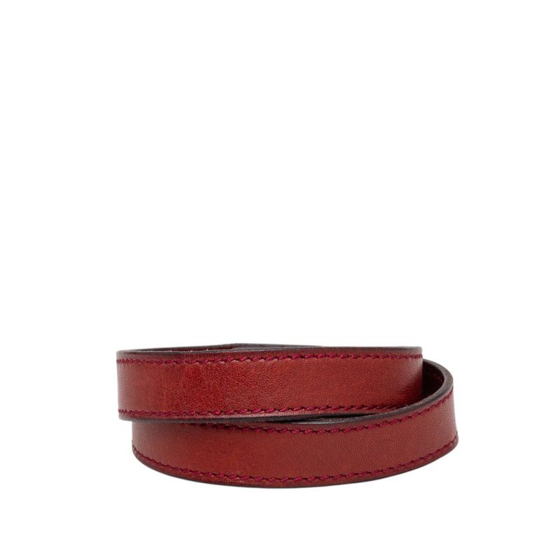 Hermes Kelly Double Tour Strand Bracelet Wine Red Gold Leather — view 3