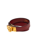 Hermes Kelly Double Tour Strand Bracelet Wine Red Gold Leather — view 2