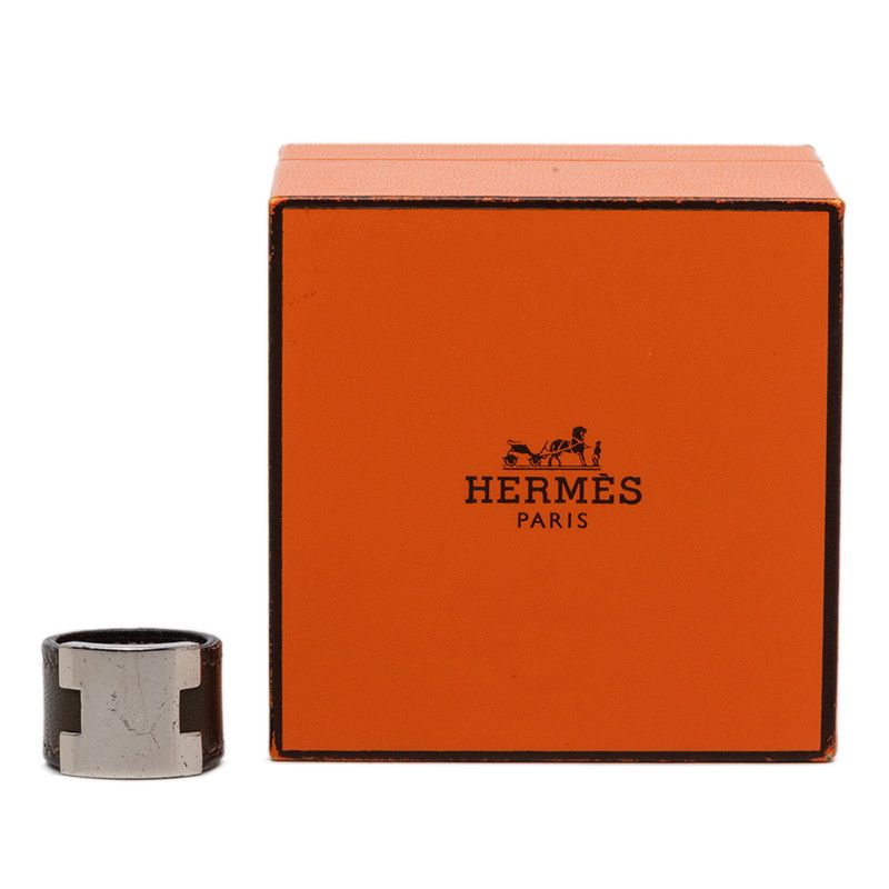 Hermes Lully Ring Brown Silver Leather — view 5