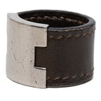 Hermes Lully Ring Brown Silver Leather — view 2