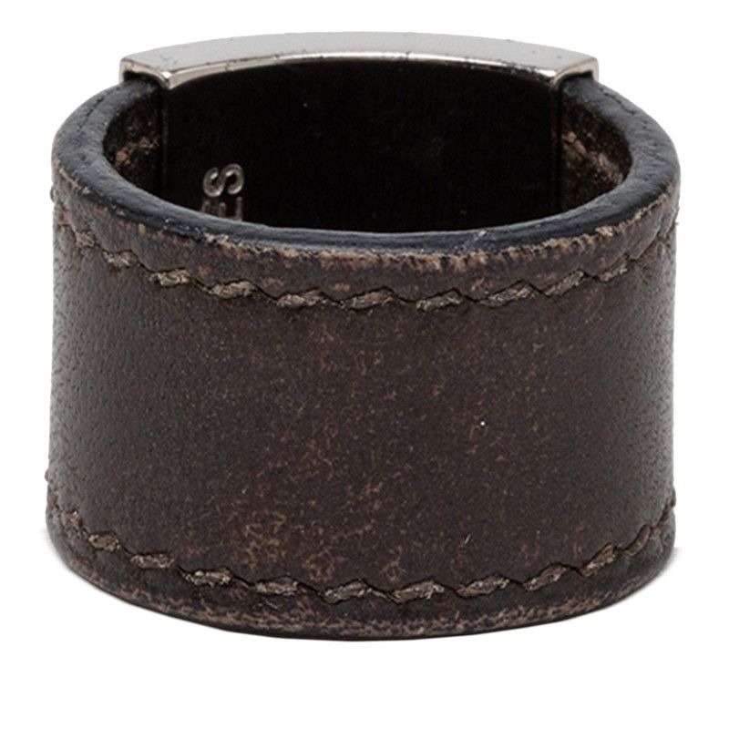 Hermes Lully Ring Brown Silver Leather — view 3