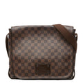 Louis Vuitton Damier Brooklyn MM Messenger Bag Crossbody Brown Leather