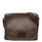 Louis Vuitton Damier Brooklyn MM Messenger Bag Crossbody Brown Leather