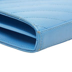 Saint Laurent Cassandra Envelope Chain Wallet Shoulder Bag Blue Gold Leather — view 5