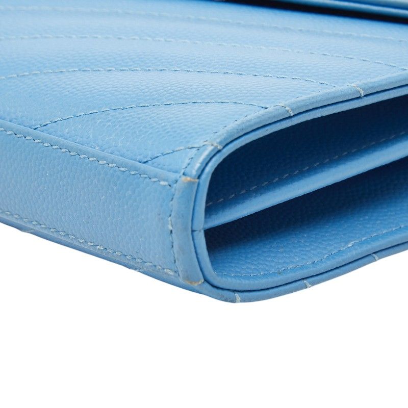Saint Laurent Cassandra Envelope Chain Wallet Shoulder Bag Blue Gold Leather — view 4