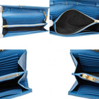 Saint Laurent Cassandra Envelope Chain Wallet Shoulder Bag Blue Gold Leather — view 9