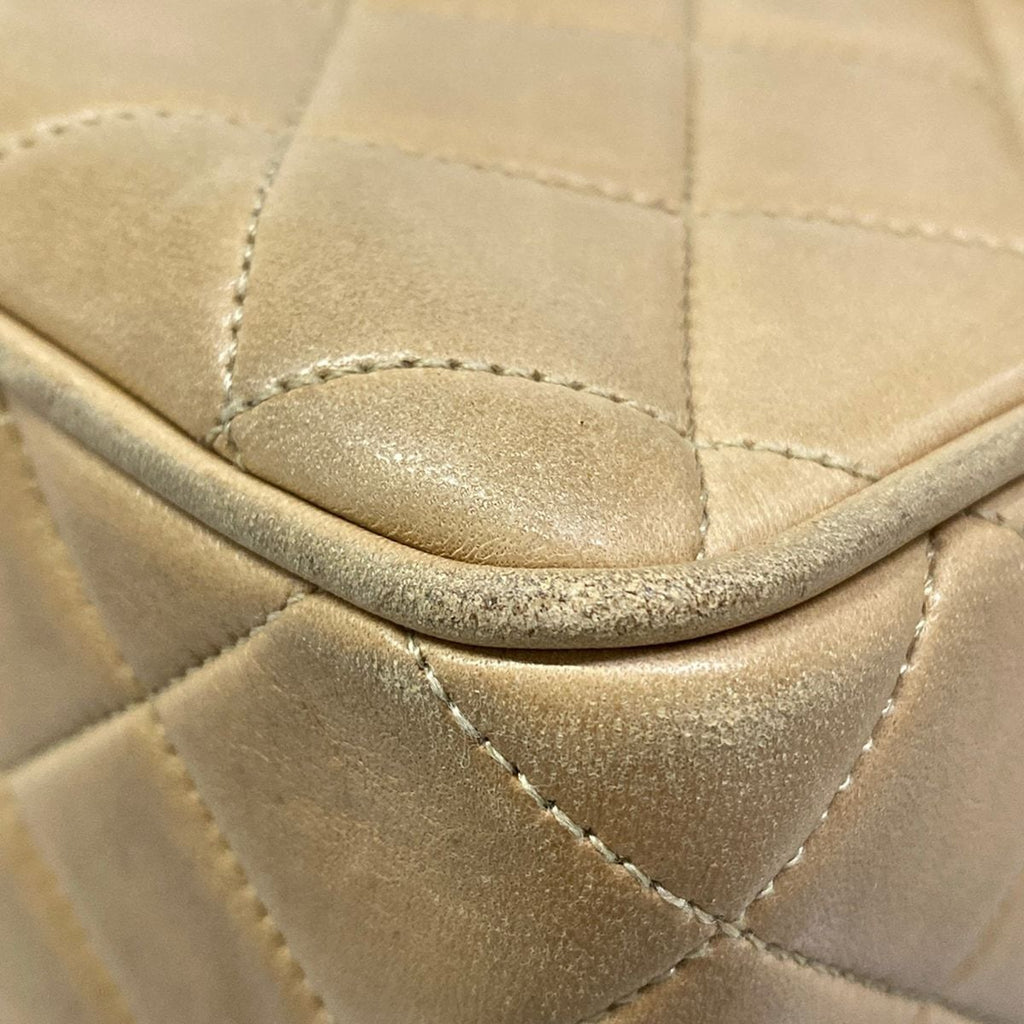 Chanel Shoulder Bag Quilted Beige Chain Gold Flap Pocket Tassel Lambskin — view 6