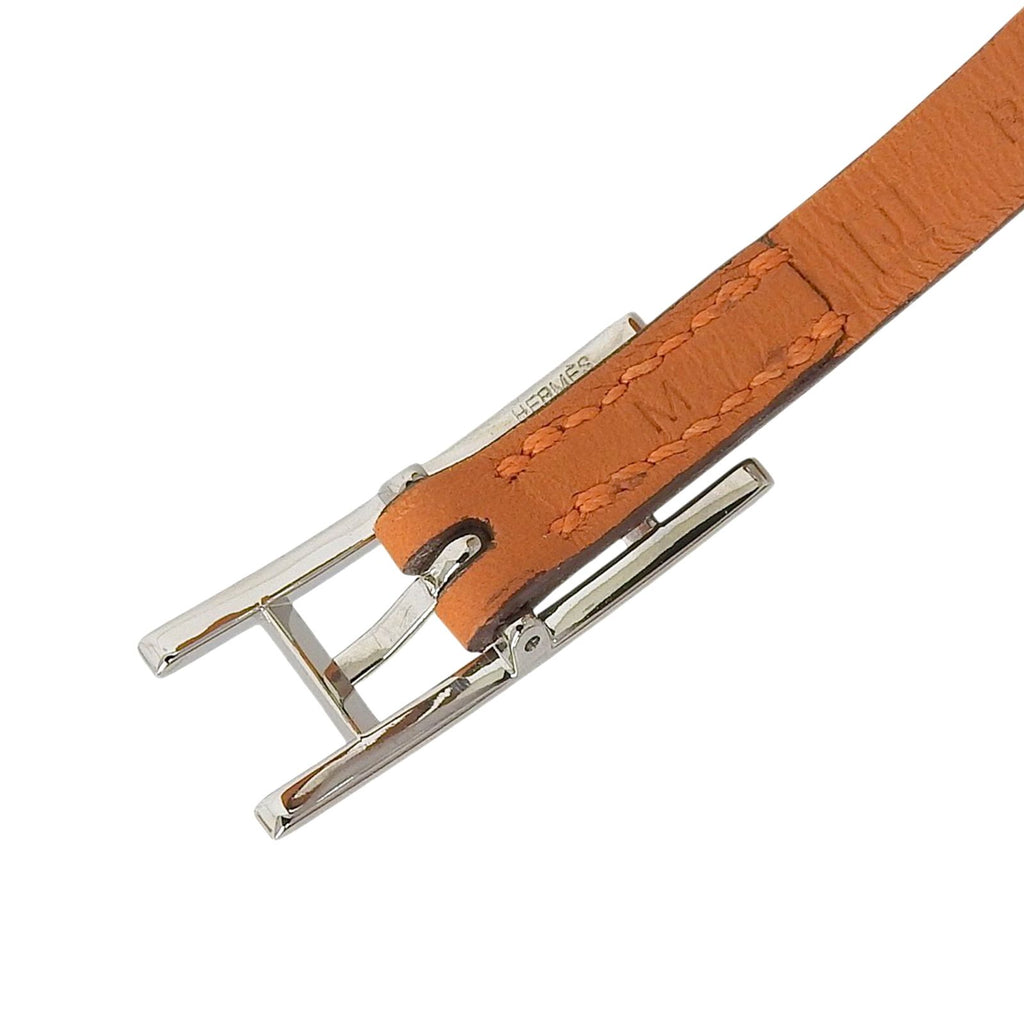 Hermes Hapi 3 Silver Triple Strand Leather Bracelet Orange — view 7