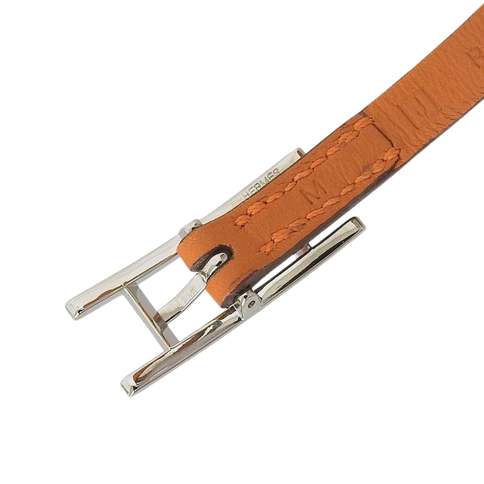 Hermes Hapi 3 Silver Triple Strand Leather Bracelet Orange — view 7