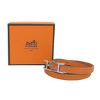 Hermes Hapi 3 Silver Triple Strand Leather Bracelet Orange — view 2